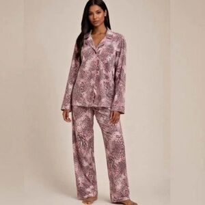 SKIMS Pink Animal Print Pajama Set